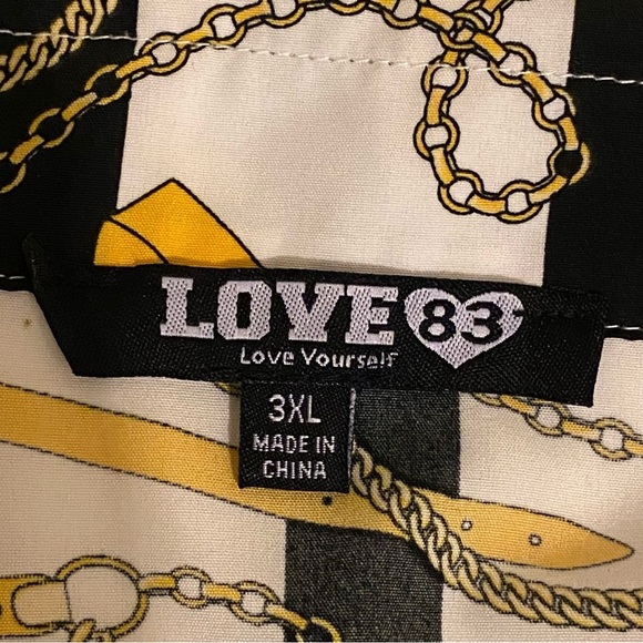Women’s Love 83 Blouse Size 3XL Button Up Long Sleeve Chain Overall Pattern - Picture 2 of 10